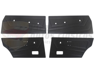 Juego 4 paneles de puerta tapizados cuero negro con dibujo Renault 6