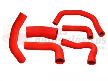 Kit manguitos refrigeración silicona Seat 124 y 1430 motores biarbol termostato aéreo (externo) (color rojo)