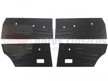 Juego 4 paneles de puerta tapizados sintético negro con dibujo Renault 6