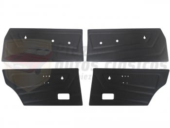 Juego 4 paneles de puerta tapizados cuero negro con dibujo Renault 6