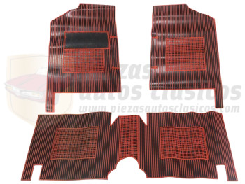 Juego alfombrillas delanteras y traseras de goma Rojo/Negro Renault 14 (antiguo stock)