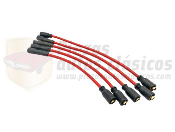 Juego de Cables de Bujía de silicona color rojo Renault 4,5,6,7,8,10,12, 18, 4cv, dauphine....... recambio mejora original