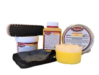 Kit para el cuidado del cuero incoloro y con cepillo RestomLeatherCareKit