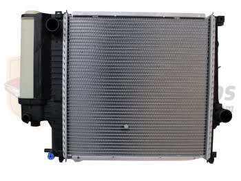 Radiador refrigeración BMW panel 438x438mm aluminio y plástico OEM: 17111728907