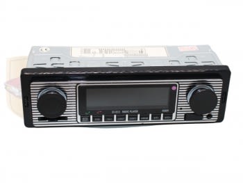 Retro radio RDS, MP3, USB, SD, AUXIN, BT, A2DP, 4X60W con mando a distancia y cables conexión ISO incorporados
