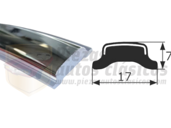 Kit junquillo cromado contorno luneta trasera Renault 12 (parte alta 2,10 mts, parte baja 1,30 mts)